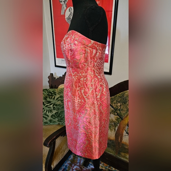 GORGEOUS KATE SPADE BROCADE LIKE NEW STRAPPLESS SZ 4 DRESS - Picture 5 of 9